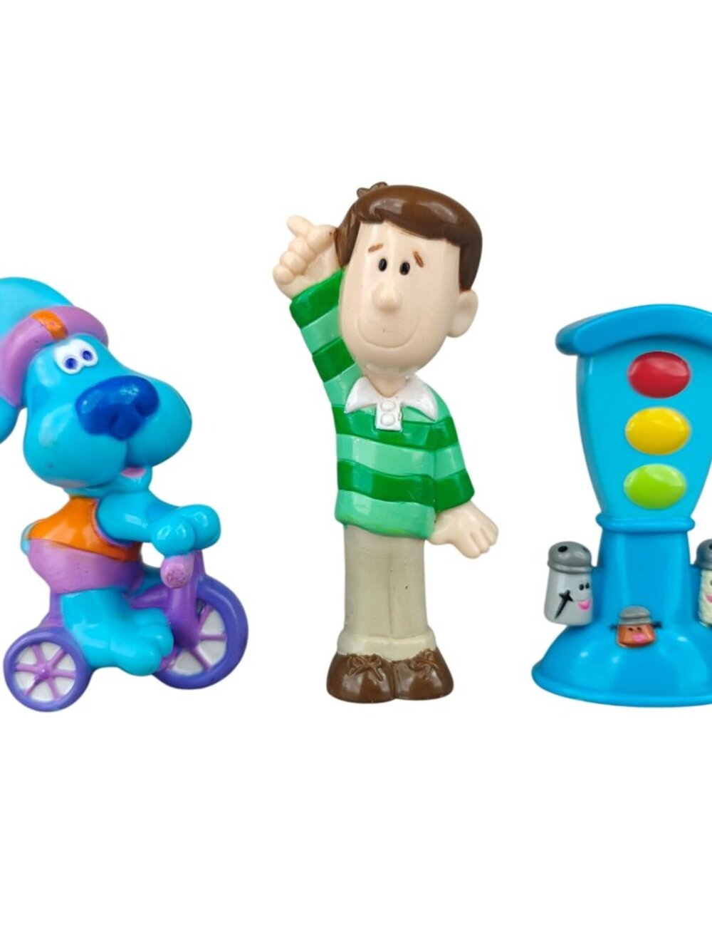 Vintage Nick Jr Blue's Clues PVC Figure Set Steve Blue On Tricycle & Traffic Lig